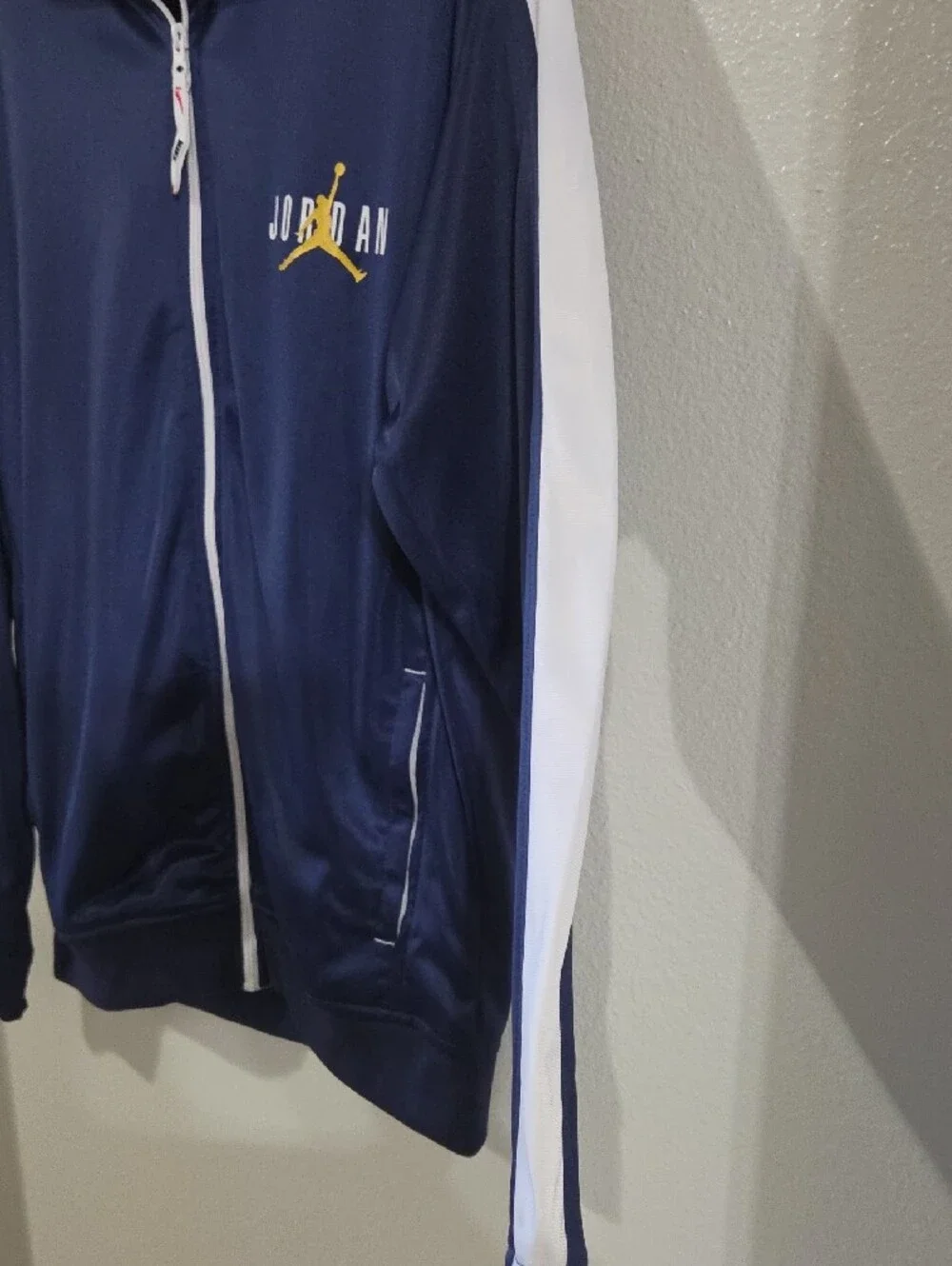 Jordan Jumpman Full-zip Navy Track Jacket with White Panels and Gold Logo
